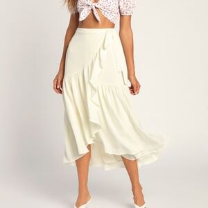 Lulus Sweetly Stunning Ivory High-low Wrap Maxi Skirt White - Size M
